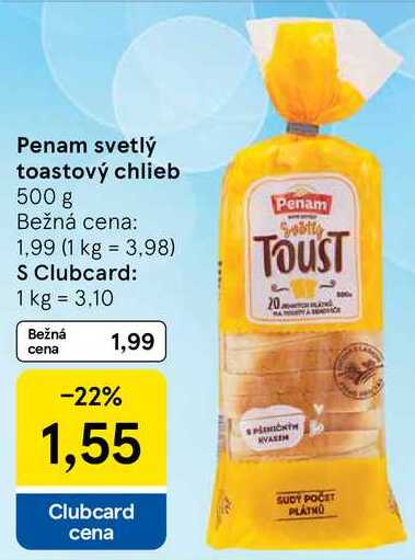 Penam svetlý toastový chlieb, 500 g
