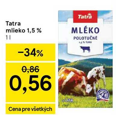 Tatra mlieko 1,5 %, 1 l