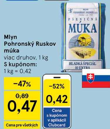 Mlyn Pohronský Ruskov múka, 1 kg
