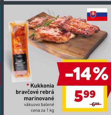 Kukkonia bravčové rebrá marinované vákuovo balené cena za 1 kg