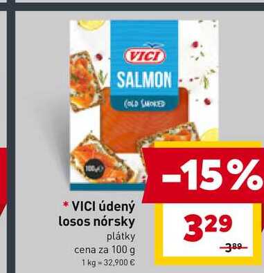 VICI údený losos nórsky plátky cena za 100 g 