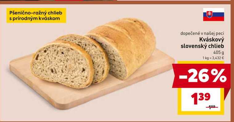 Kváskový slovenský chlieb 405 g