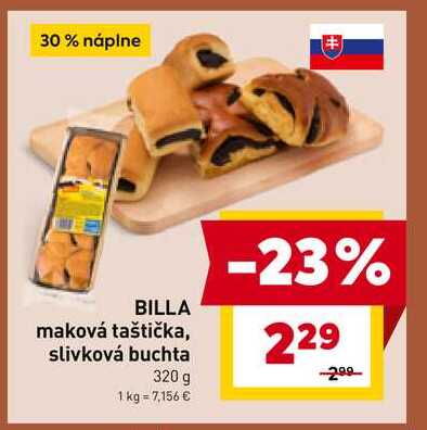 BILLA maková taštička, slivková buchta 320 g 