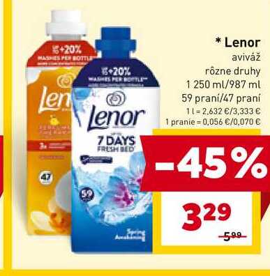 Lenor aviváž rôzne druhy 1 250 ml