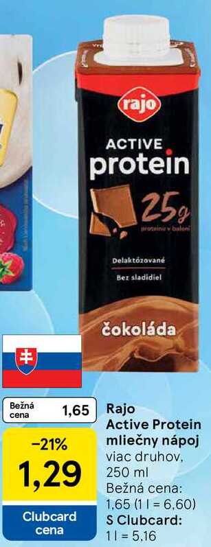 Rajo Active Protein mliečny nápoj, 250 ml