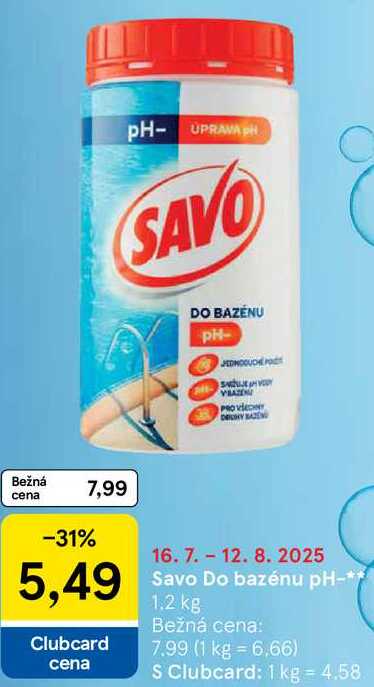 Savo Do bazénu pH-, 1,2 kg