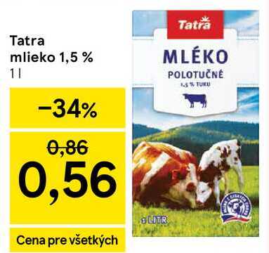 Tatra mlieko 1,5 %, 1 l