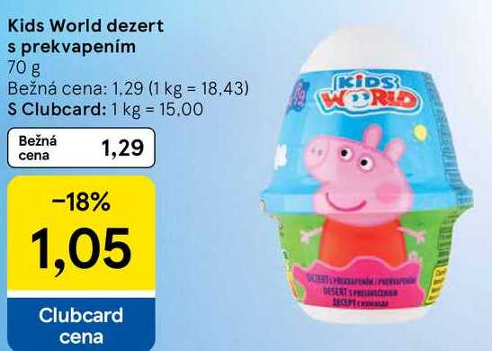Kids World dezert s prekvapením, 70 g