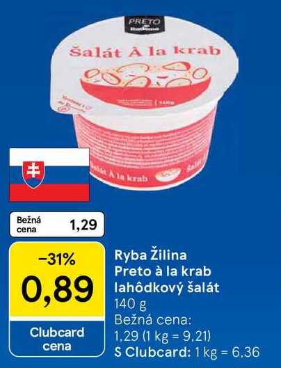 Ryba Žilina Preto à la krab lahôdkový šalát, 140 g 