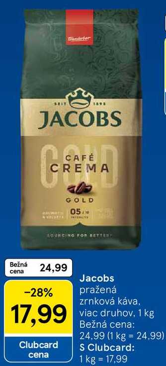 Jacobs pražená zrnková káva, 1 kg