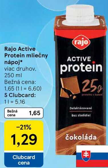 Rajo Active Protein mliečny nápoj, 250 ml 