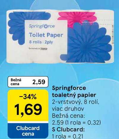 Springforce toaletný papier, 8 rolí