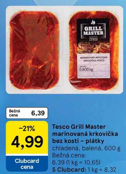 Tesco Grill Master marinovaná krkovička bez kosti - plátky, 600 g