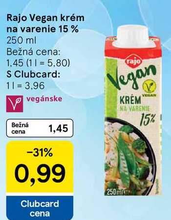 Rajo Vegan krém na varenie 15%, 250 ml 