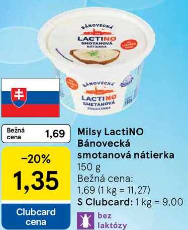Milsy LactiNO Bánovecká smotanová nátierka, 150 g 