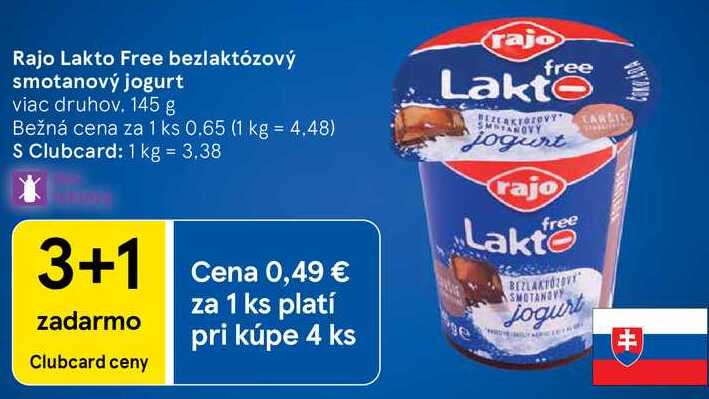 Rajo Lakto Free bezlaktózový smotanový jogurt, 145 g 