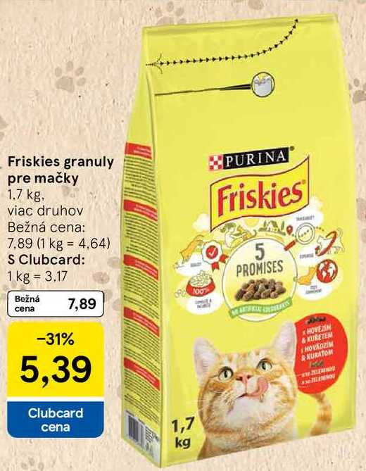Friskies granuly pre mačky, 1,7 l