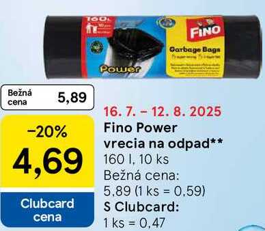 Fino Power vrecia na odpad 160 l, 10 ks 