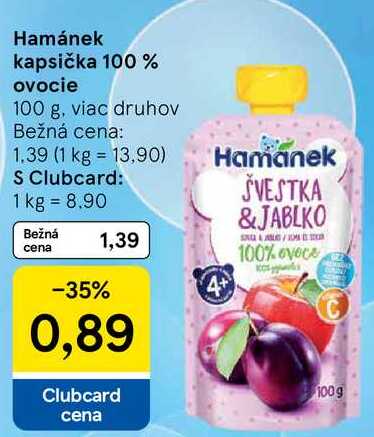 Hamánek kapsička 100 % ovocie, 100 g