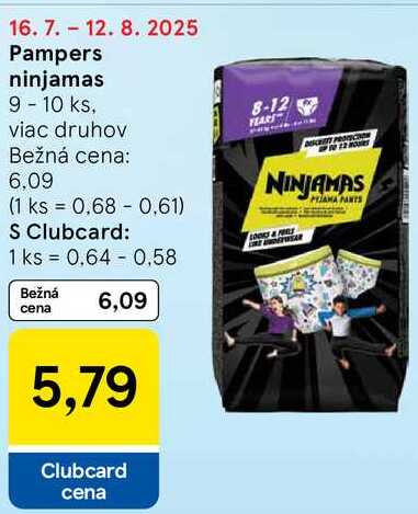 Pampers ninjamas, 9-10 ks