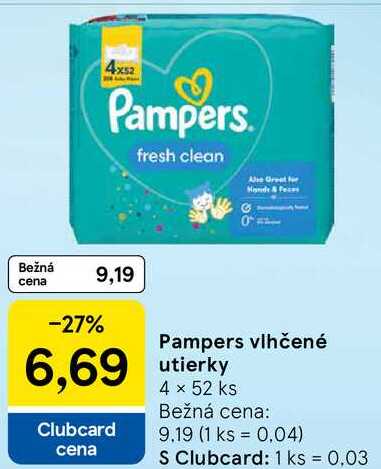 Pampers vlhčené utierky, 4x 52 ks 