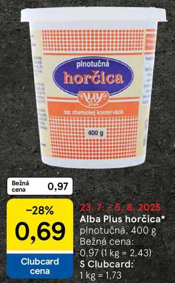 Alba Plus horčica, 400 g 