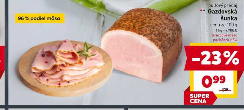Gazdovská šunka cena za 100 g