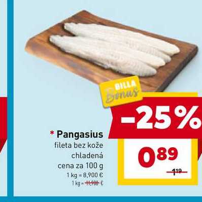 Pangasius fileta bez kože chladená cena za 100 g 