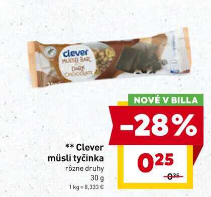 Clever müsli tyčinka rôzne druhy 30 g