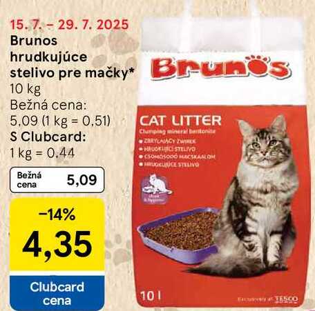 Brunos hrudkujúce stelivo pre mačky, 10 kg