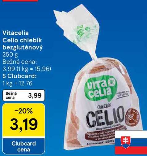 Vitacelia Celio chlebík bezgluténový, 250 g 