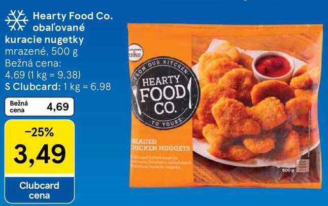 Hearty Food Co. obaľované kuracie nugetky, 500 g 