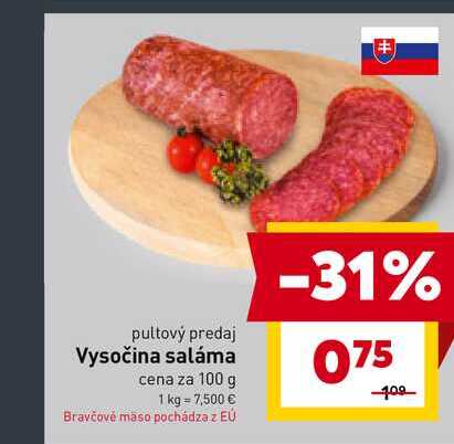 Vysočina saláma cena za 100 g 