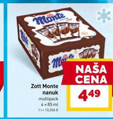 Zott Monte nanuk multipack 4 x 85 ml 