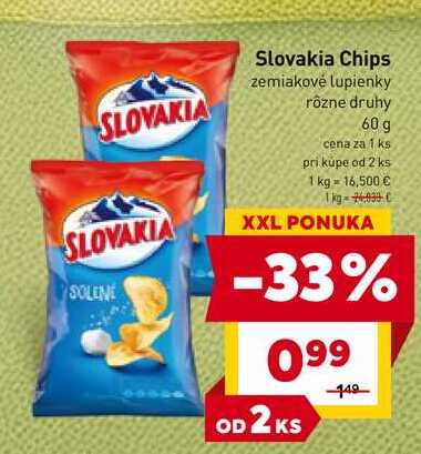 Slovakia Chips zemiakové lupienky rôzne druhy 60 g 