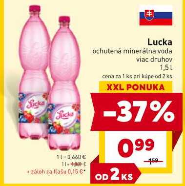 Lucka ochutená minerálna voda viac druhov 1,5 l