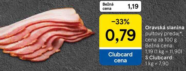 Oravská slanina, cena za 100 g