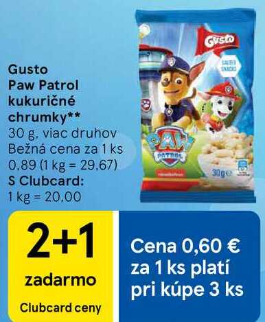 Gusto Paw Patrol kukuričné chrumky, 30 g