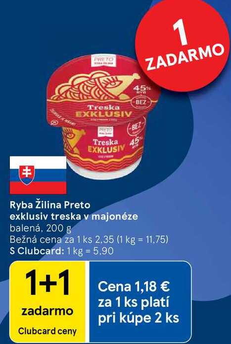 Ryba Žilina Preto exklusiv treska v majonéze, 200 g