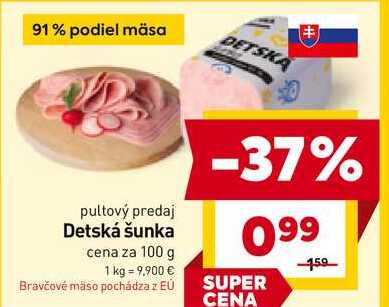 Detská šunka cena za 100 g 