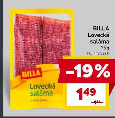 BILLA Lovecká saláma 75g 