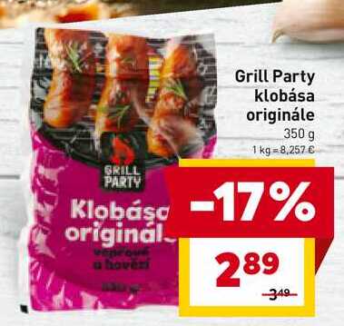 Grill Party klobása originále 350 g