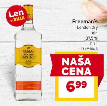 Freeman's London dry gin 37,5% 0,7l