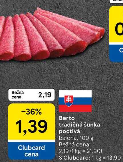 Berto tradičná šunka poctivá, 100 g