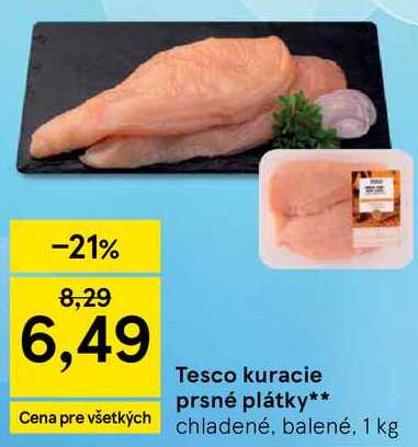 Tesco kuracie prsné plátky, 1 kg