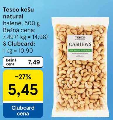 Tesco kešu natural, 500 g