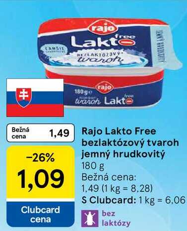 Rajo Lakto Free bezlaktózový tvaroh jemný hrudkovitý, 180 g