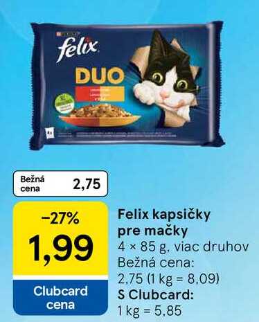 Felix kapsičky pre mačky, 4x 85 g