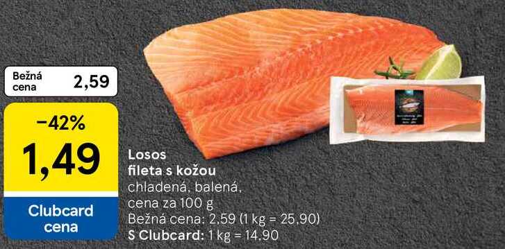 Losos fileta s kožou, cena za 100 g