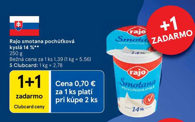 Rajo smotana pochúťková kyslá 14 %, 250 g 